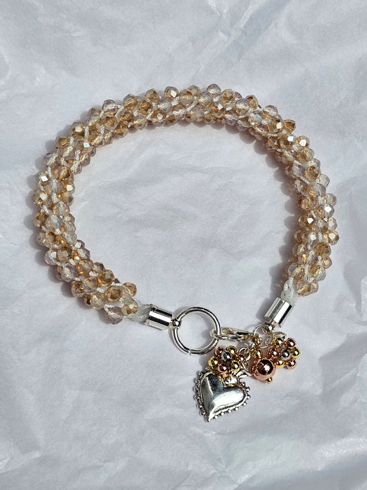 Beige kumihimo bracelet